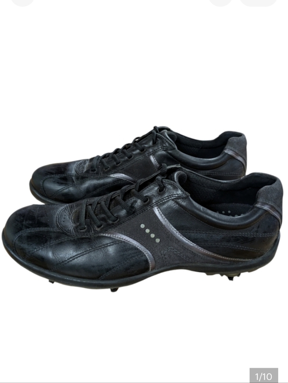 Ecco Black Leather Golf Shoes Mens Size 46